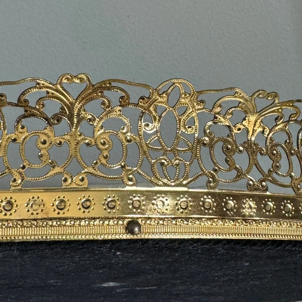Vintage Ornate Gold Filigree‎ Mirror Vanity Tray Hollywood Regency MCM Decor